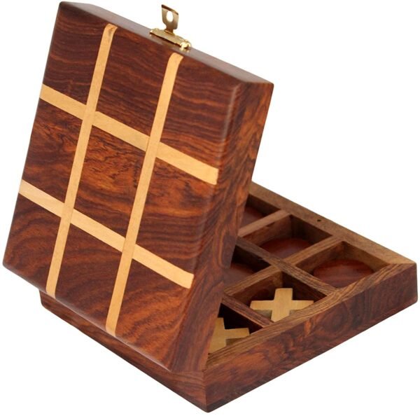 Wooden Tie-Tac-Toe Box - Classic Kids Toys for Engaging Play - Durable Wooden Design, Ideal for Family Game Night, Educational and Fun - Ideal Gift Toys for Kids - Image 6