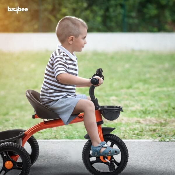 Baybee Geezee Baby Tricycle for Kids | Balanced Baby Trikes with Eva Wheels, Front & Back Storage Basket for Toys | Children Bicycle for Kid | Kids Cycle for 2-5 Years Boy Girl (Orange) - Image 2