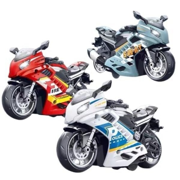 Pull Back Motorcycle Toys, Tiny Gift with Music Lighting, Latte Motorcycles Toy for Kids Boys Age 3-8 Year Old-Pack of 1-Sports Motorcycle Bike