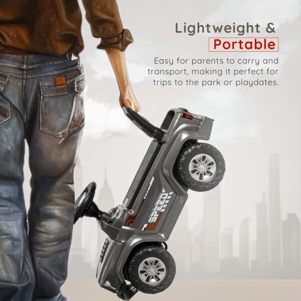 Baybee Ride on Baby Car for Kids | Push Ride on Jeep with Music & LED Light | Portable Ride on Toys Car with Backrest & Storage Basket | Kids Car to Drive 1-3 Years Boys Girls (Grey) - Image 6