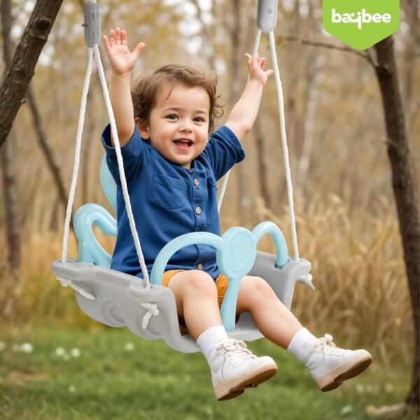 Baybee Baby Swing Chair for Kids, Adjustable Baby Swing Toy with Backrest & Rope | Jhula for Kids | Baby Hanging Jhula Swing Chair for Kids Indoor Outdoor 1 to 3 Years Boy Girl (Sky Blue) - Image 2