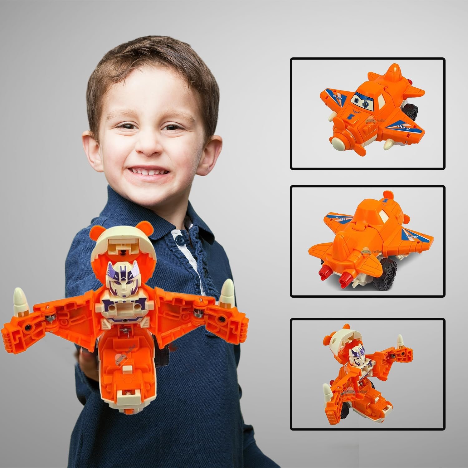 FunBlast Aeroplane to Robot Toy for Kids, Friction Power Toys - Pull Back Toy Vehicle for 3+ Year Old Boys Multicolor - 1 Unit (Airplane Orange) - Image 5