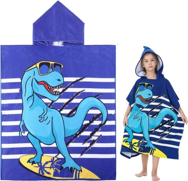 SHAKTISM®Hooded Towel for Kids, Beach Towel Swimming Bath Towel for Girls Boys Children Toddler Kids Hooded Beach Towel, Ultra Soft, Absorbent, 3-10 Years (Kids Hooded Towel -DinoBlue) - Image 6
