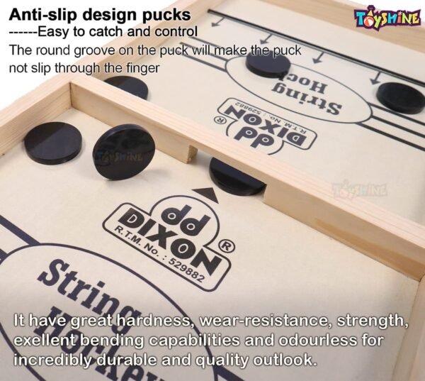 Toyshine Dixon 3 in 1 String Hockey with Ludo and Snakes and Ladder, Fast Sling Puck Game Board String Hockey Toy | Party Game for Adult Parent Kids Children Family Brown - Image 3