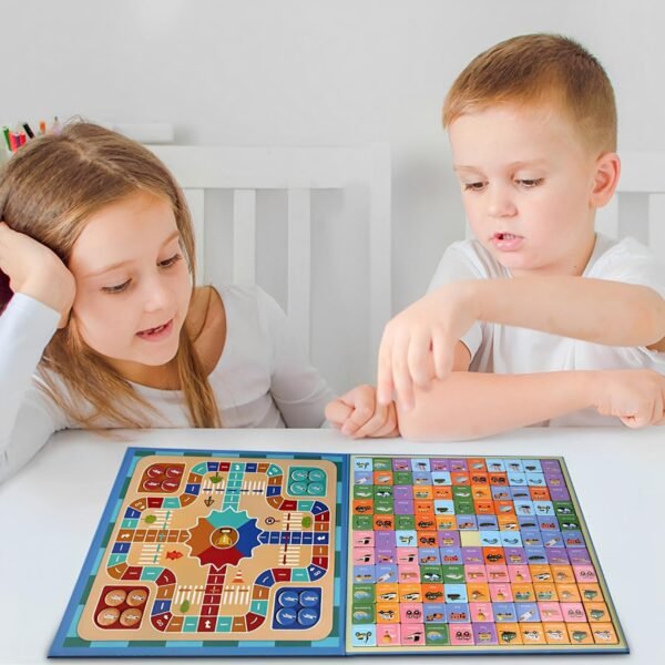 SYGA Children 2-in-1 Magnetic Flying Chess Set with Pair and Match Game, Educational Toy for Ages 4-8 Years Old - Image 2