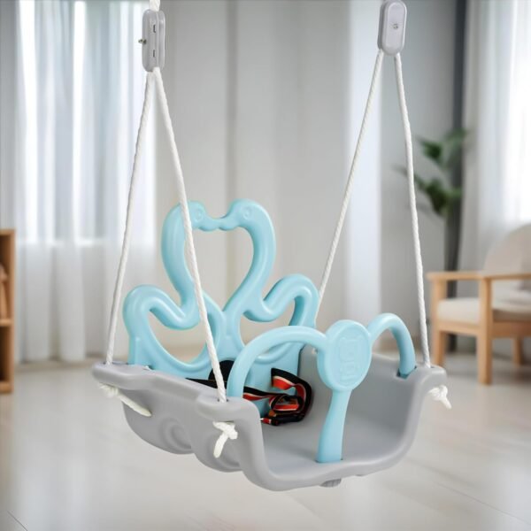 Baybee Baby Swing Chair for Kids, Adjustable Baby Swing Toy with Backrest & Rope | Jhula for Kids | Baby Hanging Jhula Swing Chair for Kids Indoor Outdoor 1 to 3 Years Boy Girl (Sky Blue)