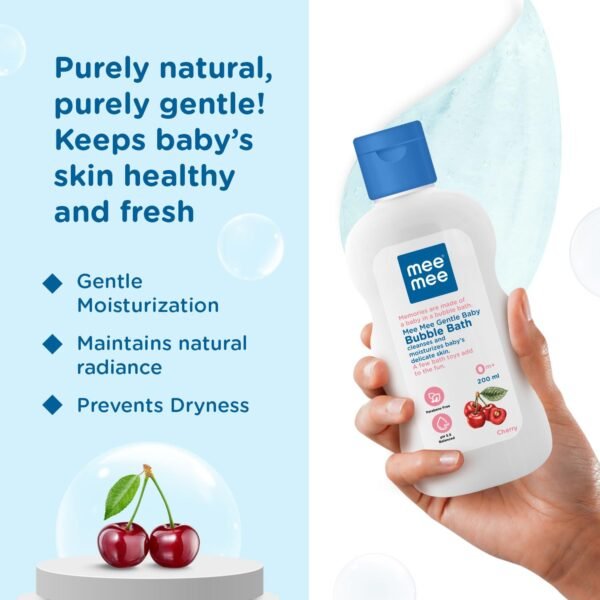 Mee Mee Foamy Baby Mild Bubble Bath 200ml (Pk 1) With Cherry & Fruit Extracts | Tear-Free Moisturizes and Soothes Skin |Infant Friendly Natural Head to Toe Baby Wash Dermatologically Tested - Image 5