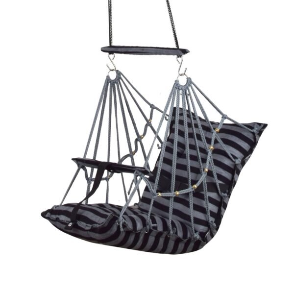 Swing For Kids Cotton Baby Swing Chair For Kids Baby\'S Children Folding And Washable 1-5 Years With Safety Belt/Home, Garden Jhula For Babies | Cradle | (E. Grey Line), 35 Centimeters - Image 5