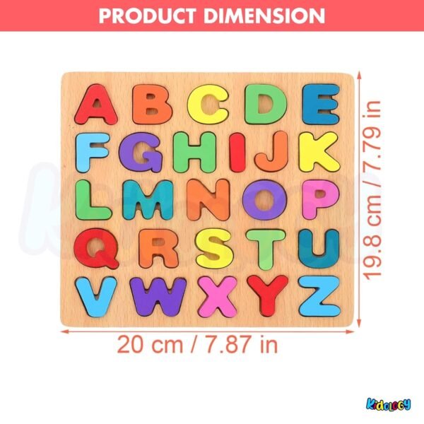 Kidology Wooden Puzzles for Toddlers for Kids Preschool Learning Toys, Wooden Montessori Toddler Puzzles Wooden Alphabet, Number, Shape Puzzles for Kids 2-4 Years Old (Alphabet Puzzle) - Image 3