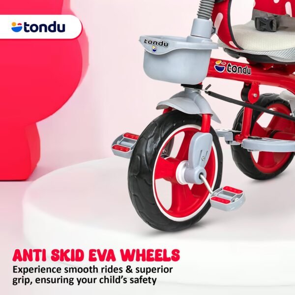 TONDU Tricycle for Baby/Kids with Safety Arm & Seat Belt with Parental Control Tricycle (Red) - Image 3