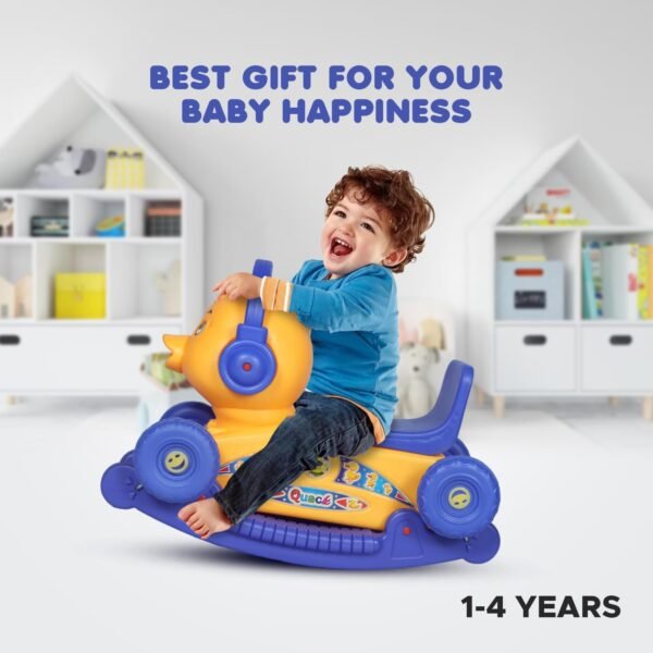Quack Duck Rider for Kids 1-3 Years Old 2-in-1 Rocker/Ride-Ons & Wagons Non Battery Operated Rideon (Blue & Orange) - Image 4