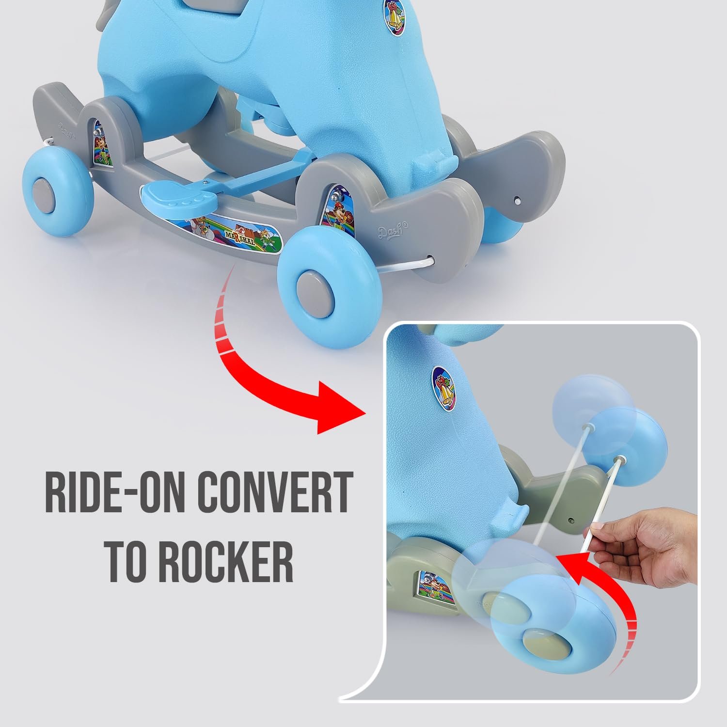 Dash Marshal 2 in 1 Ride on Horse for Kids, Horse Rider for Kids 1+ Years, Rocker cums Ride on Toy with Attractive Music for Kids (Capacity 20kg | Blue) - Image 6
