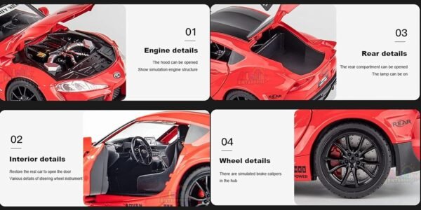 Compatible for 1:24 Toyota Supra LBWK Toy Car Model, Diecast Collectible Pull Back Model Car with Sound and Light, Toy Gift Vehicles for Adults Kids Boys Girls(Red) - Image 5