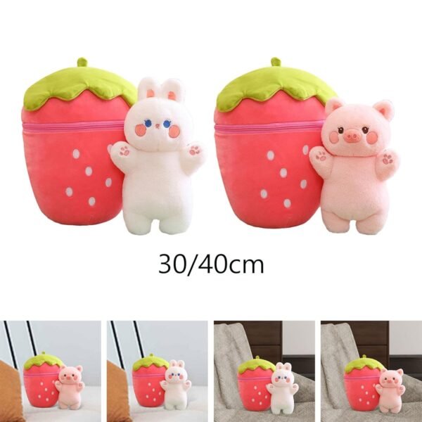 bnf® Cute Flip Strawberry to Animal Plush Toys Home Decorative for Boys Girls Kids 30cm Rabbit - Image 3