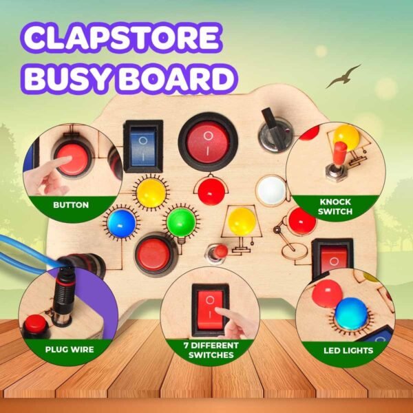 Toys Busy Board Game Pad V2 with Led Light,Sensory Toys for Toddlers,Kids,Montessori Toys with Toggle Switch,Travel Toys for Educational Activities for 1-6 Year Old Boys & Girls,Beige - Image 6