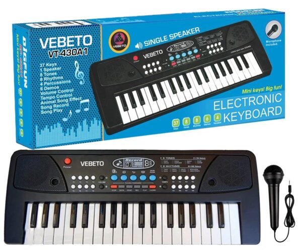 Kids Piano with Mic (1 Year Warranty) 37 Keys 8 Rhythms 8 Tones 6 Demos Portable Electronic Keyboard Toy Beginners Educational Songs Recording Musical Toys Age 2 3 4 5 Years Boys Girls