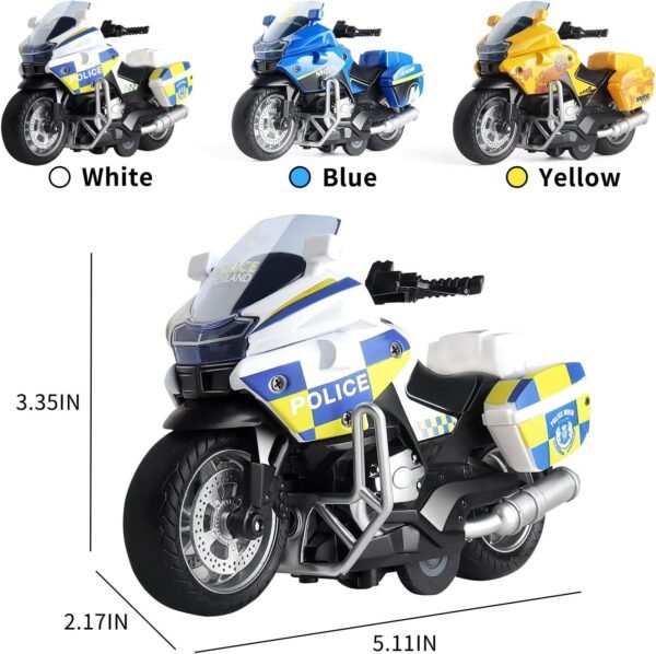 Police Motorcycle Toy - Pull Back Motorcycle Toys, Tiny Gift with Music Lighting, Latte Motorcycles Toy for Kids Boys Age 3-8 Year Old [New] (Moto-Fighting-Blue)