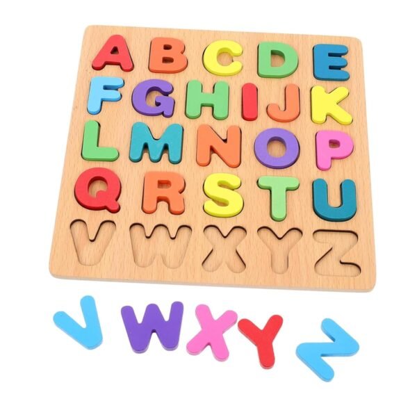 Kidology Wooden Puzzles for Toddlers for Kids Preschool Learning Toys, Wooden Montessori Toddler Puzzles Wooden Alphabet, Number, Shape Puzzles for Kids 2-4 Years Old (Alphabet Puzzle)