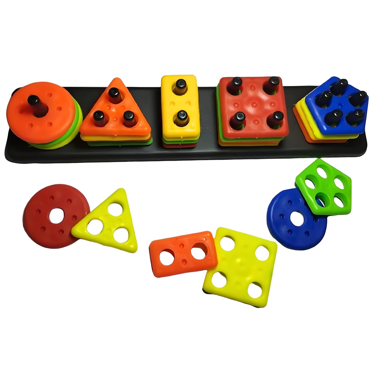 Colourful Shape Sticker Geometric Shape Toys for Kids, Sorting &Stacking Toy for Toddler and Kids, Colour Stacker Shape Sorter Educational Learning Toy for 1-5 Years Old Boys and Girls