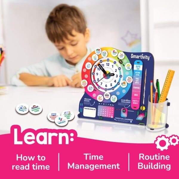 Smartivity DIY Interactive Clock with Stationary Organiser for Kids Ages 6-12 | Features an Infinity Calendar | Birthday Gift for Boys&Girls | STEM Educational Toy for 6,7,8,9,10,11,12 Years - Image 3