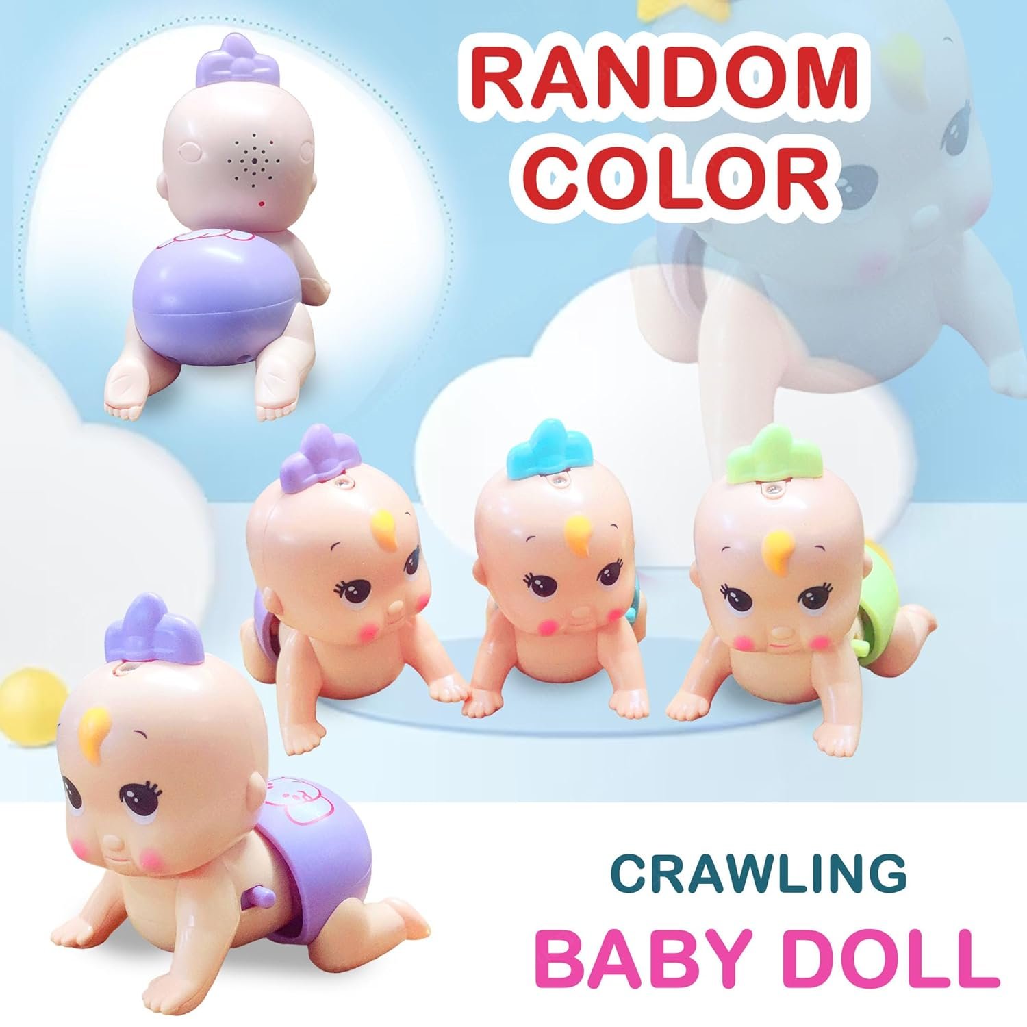 FunBlast Cute Baby Crawling Toy for Kids - Electric Mini Climb Doll, Crawling Baby Toy with Musical Sound, Sound Toys for 18+ Months Kids, Boys, Girls (Pack of 1; Random Color) - Image 4