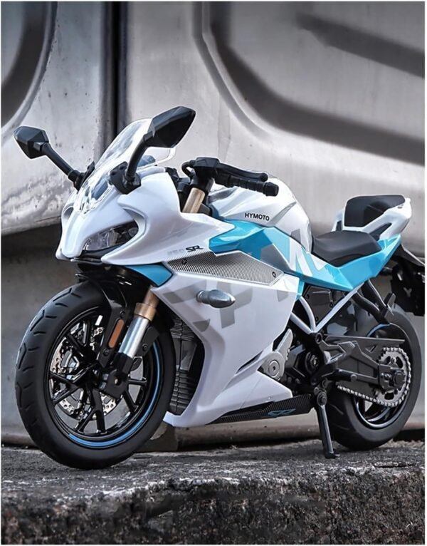 Police Motorcycle Toy - Pull Back Motorcycle Toys, Tiny Gift with Music Lighting, Latte Motorcycles Toy for Kids Boys Age 3-8 Year Old [New] (1.12 Spring Breeze 250 SR-White) - Image 3