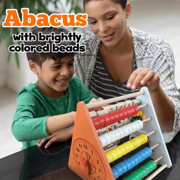 Wembley 5 in 1 Wooden Montessori Learning Educational Activity Toys for 1+ Year Old Baby Boy Girl | Learn Alphabet, Abacus, Writing Drawing, Clock, Motor Skills Kids Gift for Toddlers 2-3 Years - Image 5