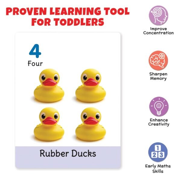 Big Flash Cards for Kids: Numbers | 32 Double-Sided Picture Cards, Durable & Water Resistant | Early Learning & Development Toy for Preschoolers & Toddlers 2-6 Years | Can Be Wiped Clean - Image 5