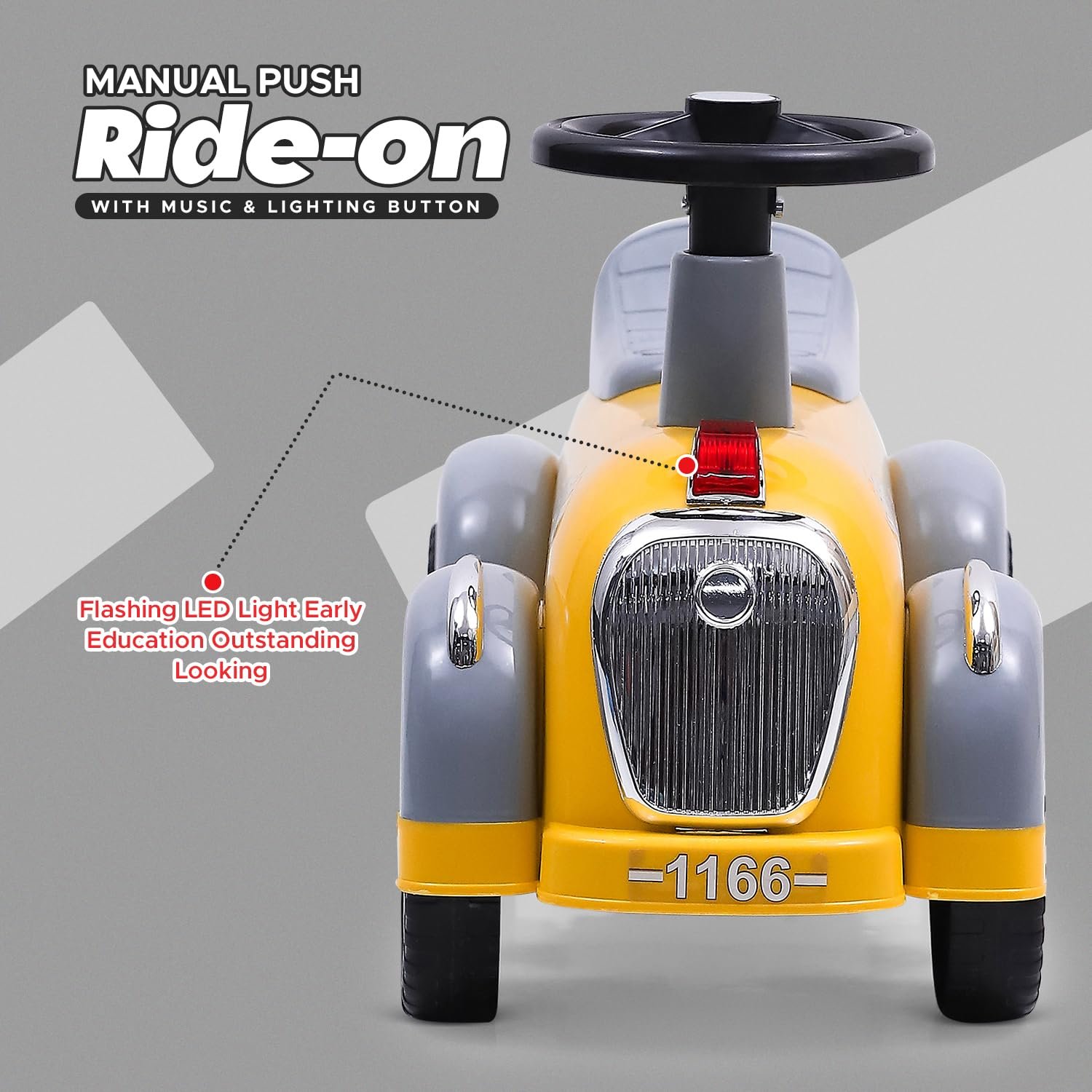 NHR Ride on Car Kids Play Ride on Toys PP Plastic 4 Wheel Magic Baby Slide Car (Yellow) - Image 4