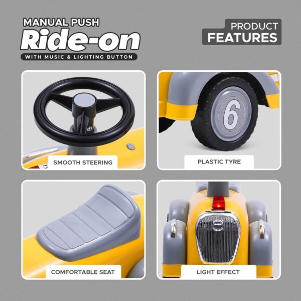 NHR Ride on Car Kids Play Ride on Toys PP Plastic 4 Wheel Magic Baby Slide Car (Yellow) - Image 5