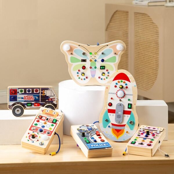 Toy Montessori Wooden Busy Board Sensory Toy for Boys Girls Toddlers 1+ Year Old Police - Image 3