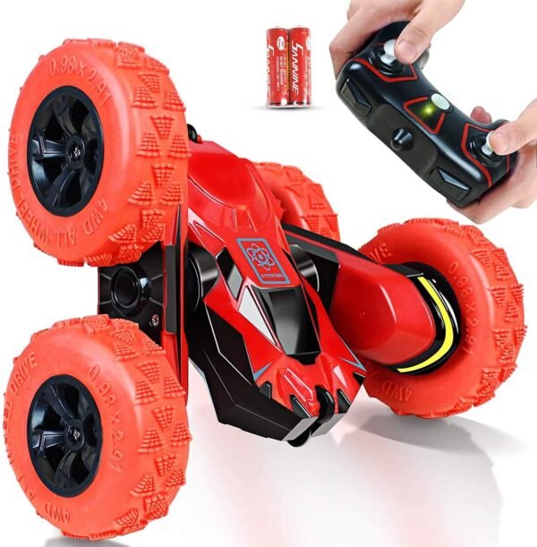 Joyjam RC Stunt Car for 5-10 Year Old Boys - Off Road Remote Control Truck for Kids & Adults - High Speed Racing Car With 360 Degree Rolling Rotation - Christmas Birthday Gift, Red