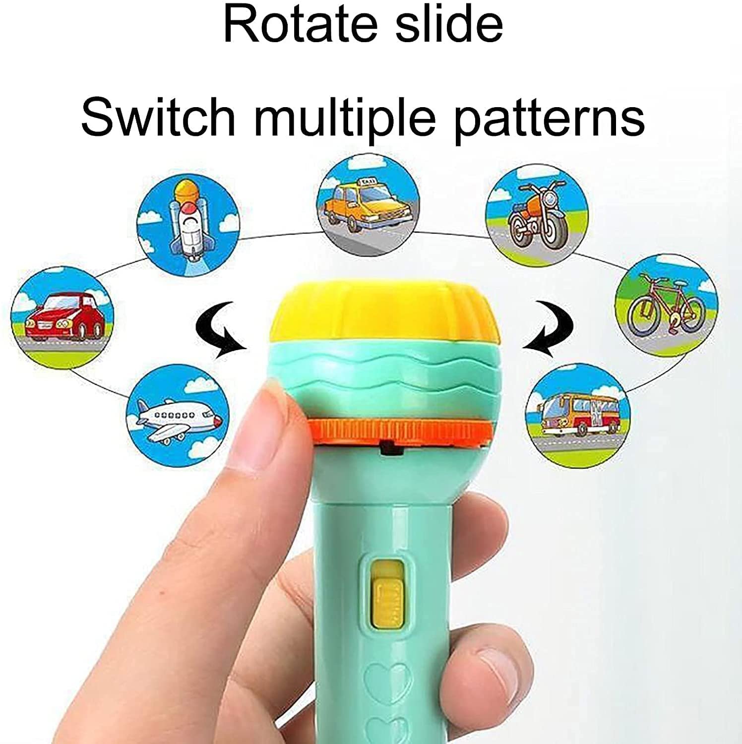 Graphene Mini Projector Torch Toy with 3 Slides, 24 Patterns - Safe, ABS Material, Easy, Creative Learning & Bedtime Stories, Transform to Night Light for Ultimate Comfort - Image 2