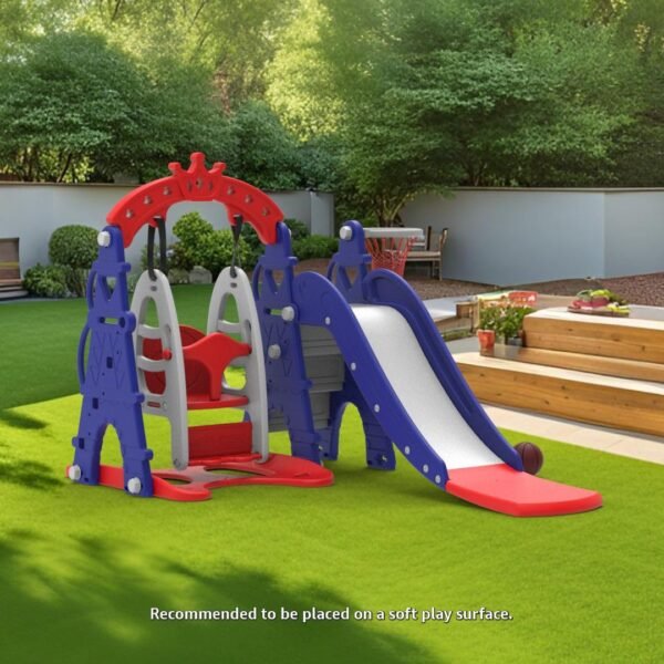 Amazon Brand - Solimo 3-in-1 Garden Castle Slide & Swing for Indoor & Outdoor Use | for Kids 2-8 Years Old | Safe & Fun | Ideal for Boys & Girls | Toy for Kids | Easy Assembly, Multicolor - Image 2
