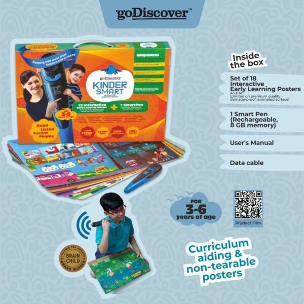 Kinder Smart Interactive Learning Series with Talking Pen(Set of 18) Activity & Learning Toys for Children, Fun Educational Toy for Kids, Paper Based Multi-Sensorial Posters (3-6 Year Old) - Image 2