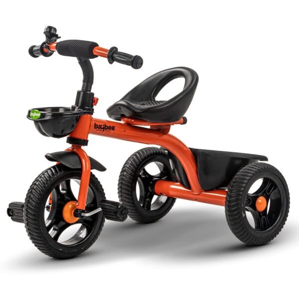 Baybee Geezee Baby Tricycle for Kids | Balanced Baby Trikes with Eva Wheels, Front & Back Storage Basket for Toys | Children Bicycle for Kid | Kids Cycle for 2-5 Years Boy Girl (Orange)