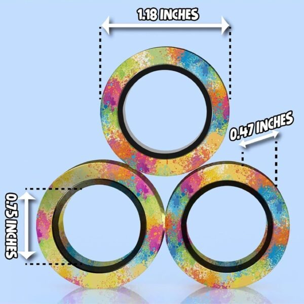 Kidology Magnetic Fidget Rings, Fidget Spinner Therapy Toys for Sensory Play, Magnetic Fidget Toy, for 4+ Year Old and Up, Stress Relief Anxiety Rings for Kids & Adults (Multicolor) - Image 2