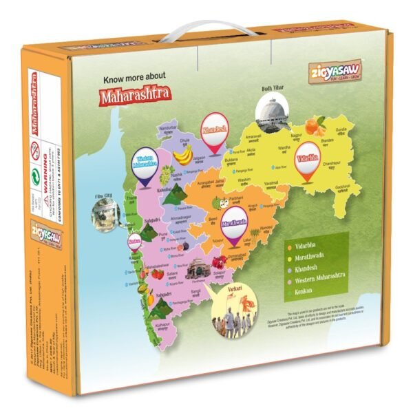 ZiGYASAW Maharashtra Map - Educational Toy for Boys & Girls,Learning Kit for 4 Year Old Kids and Above, Multi Color - 54 Puzzle Pieces - Image 5
