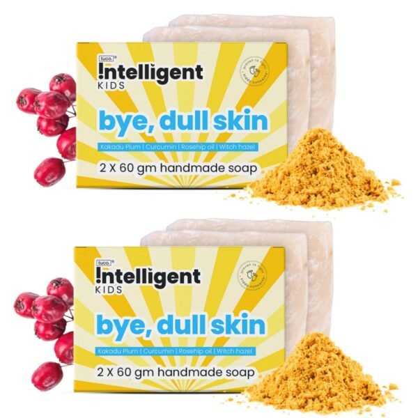 Tuco® Kids Bye, Dull Skin Soap Pack of 2X60gm with Turmeric | Perfect for Dull & Sensitive Skin | Paraben & Sulphate Free | Ages 2-5, 5-10, 10-15 | 2x 60gm - Image 6