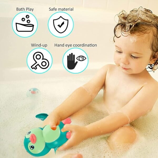 2024 New Swimming Bath Toys for Toddlers 1-3, Boat/Turtle/Penguin Floating Wind up Old Boy Girl, New Born Baby Bathtub Water Toys, Preschool Toddler Pool Toys (Multi) (Penguin, Pack 1) - Image 5