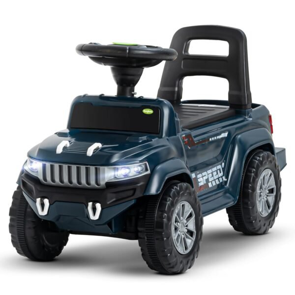 Baybee Speedy Ride on Baby Car for Kids | Ride on Toys Car with Music & LED Light | Portable Push Ride on Jeep with Backrest & Storage Basket | Kids Car to Drive 1-3 Years Boys Girls (Navy Blue)