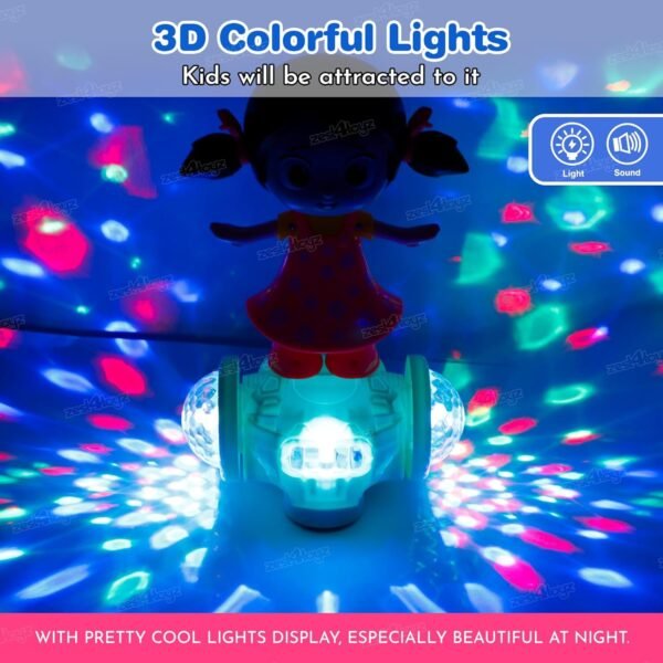 Zest 4 Toyz Musical Dancing Girl Doll Activity Play Center Toy 360 Degree Rotating with Flashing Lights and Bump n Go Action Toys for Kids (Pack of 1) Pink - Image 4