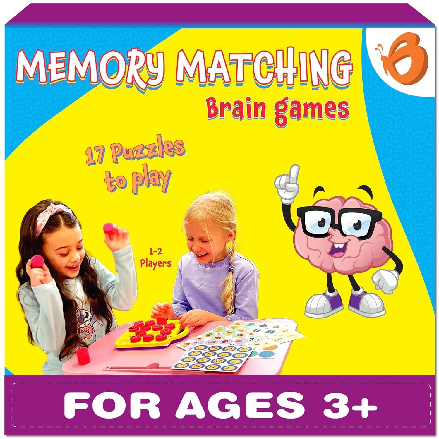 ButterflyEdufields Brain Games for Kids 3-5 Years | Memory Matching Puzzle for Kids | Toys for 3 4 5 6 Year Old Boy Girl | 16 Cards Puzzle for Kids | Pre School Learning & Educational Indoor Games