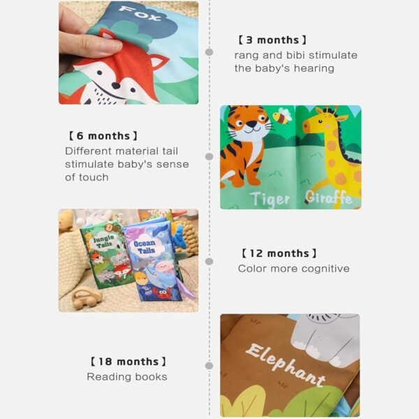 Kidology Learning Tails Book, Children\'s Tail Cloth Book Set, Tear Resistant Books with Rustling Sound, Early Educational Toy for 0-3 Years, Boys & Girls, Ideal for Baby Showers - Image 5