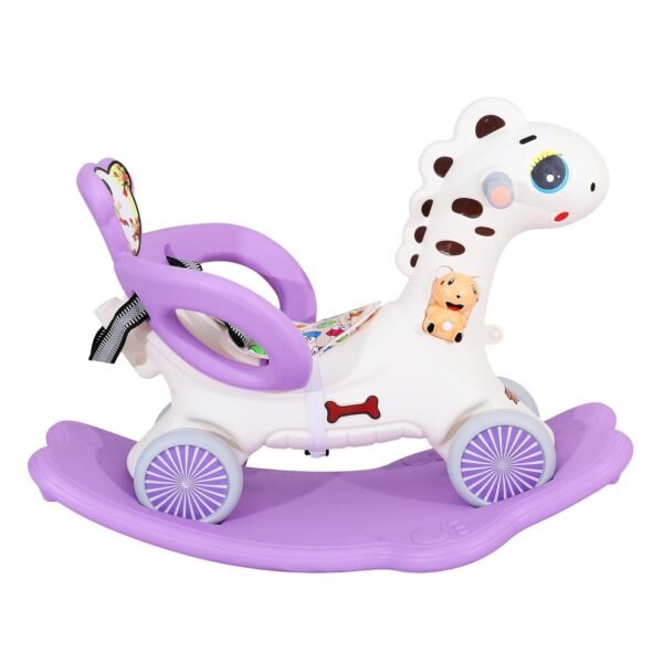 KURB 3-in-1 Ride-on Horse and Rocker for Kids | Multi-Functional | Age 12 Months - 4 Years | Sturdy and Durable | Safety Belt | Child-Safe Plastic (Purple) - Image 2