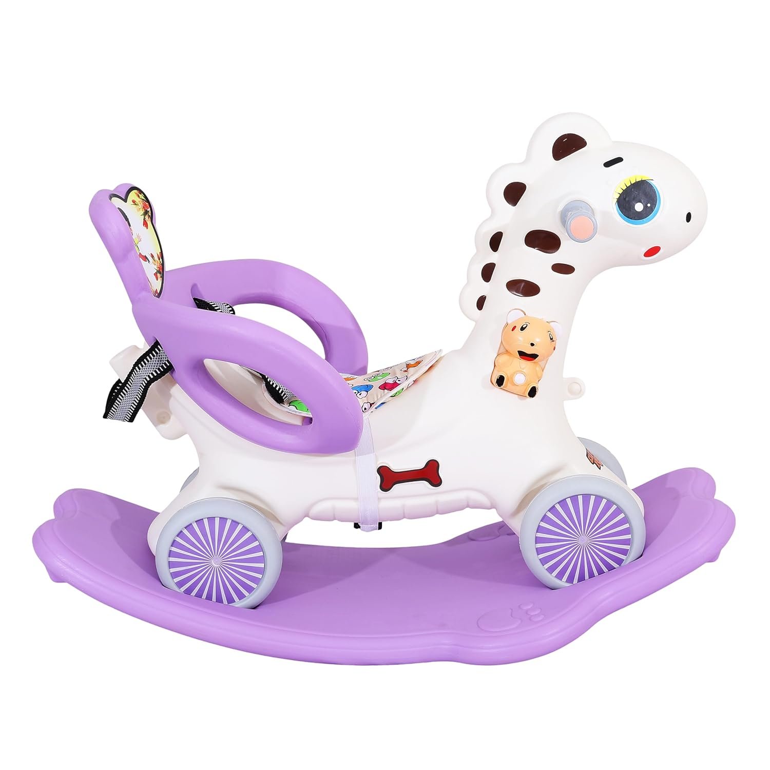 KURB 3-in-1 Ride-on Horse and Rocker for Kids | Multi-Functional | Age 12 Months - 4 Years | Sturdy and Durable | Safety Belt | Child-Safe Plastic (Purple) - Image 2
