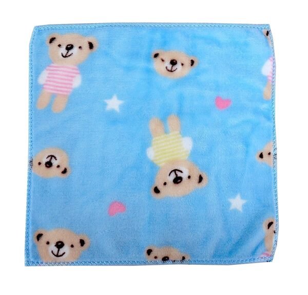 Unisex Soft Fluffy Thick Cotton Teddy Bear Print Face Towel/Handkerchief Set of 12 (10X10 Inches) - Image 5