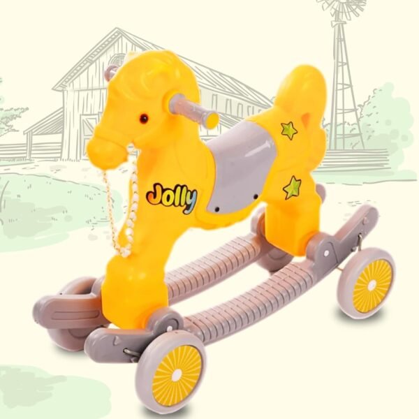 Rockin\' Roll Horse Ride - 2 in 1 Adventure|Riding Horse for Toddler|Baby Rocking Chair Push Ride On Toy Car|Rider Cum Rocker|Birthday Gift for Kids 1-3 Years|Made in India|Yellow