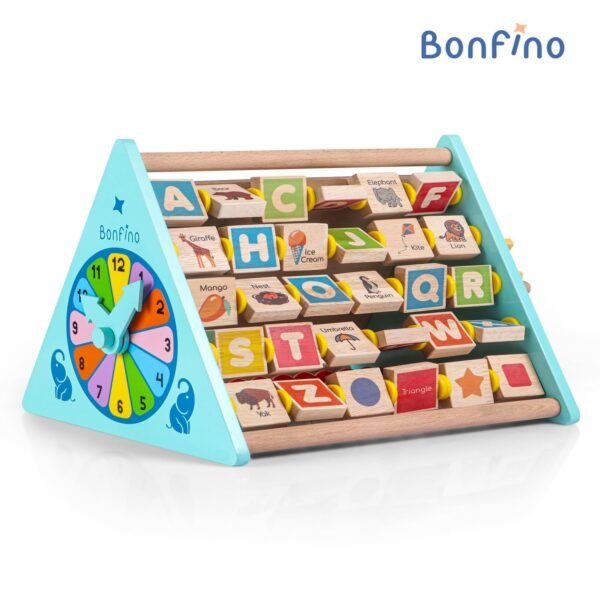 Wooden 5 in 1 Educational Activity Triangle Toy for Kids|Abacus, Alphabets, Writing, Motor Skills| Montessori Learning & Education Toys for Toddlers| STEM Toys for 2+ Y Kids|Best Birthday Gift - Image 2