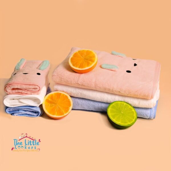 THE LITTLE LOOKERS Microfiber Kids Bath and Hand Towel|Quick Dry| Super Absorbent| Super Soft Rabbit Bath Towel for Babies|Toddler(BabyPink,Pack of 2) - Image 6
